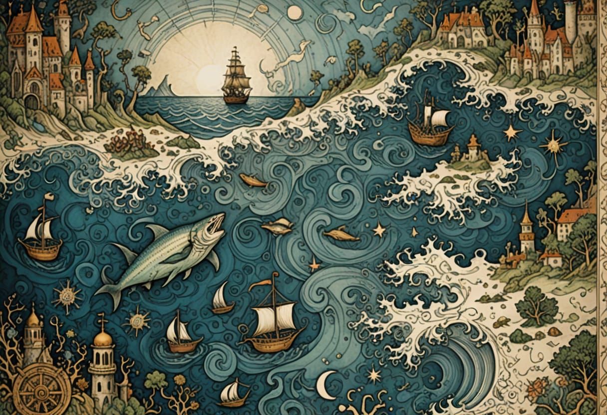 Vibrant Nautical Map in Disney Style