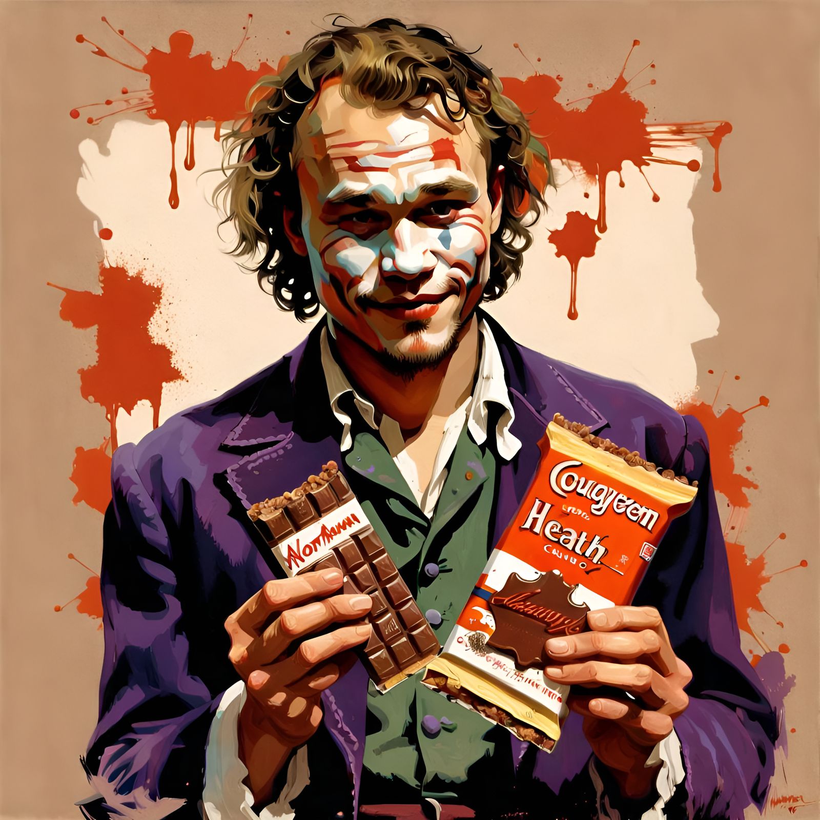 Man with Candy Bar in Pin-Up Style