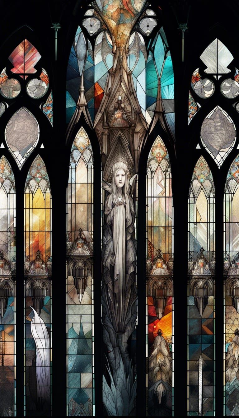 Gothic Tower with Mythical Creatures in Digital Art