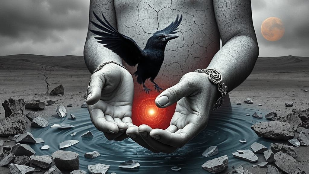 Surreal Figure in Grey Oasis, Dalí & Varo Style