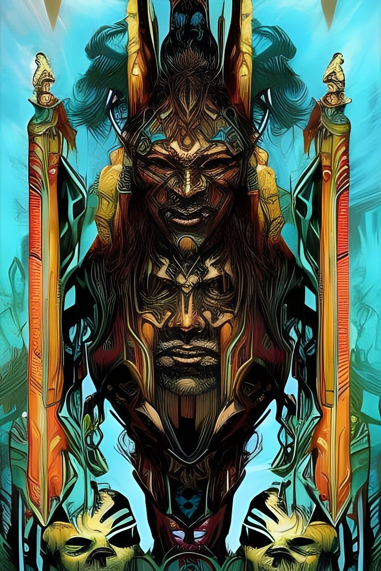 Detailed Native American Totem Pole Art