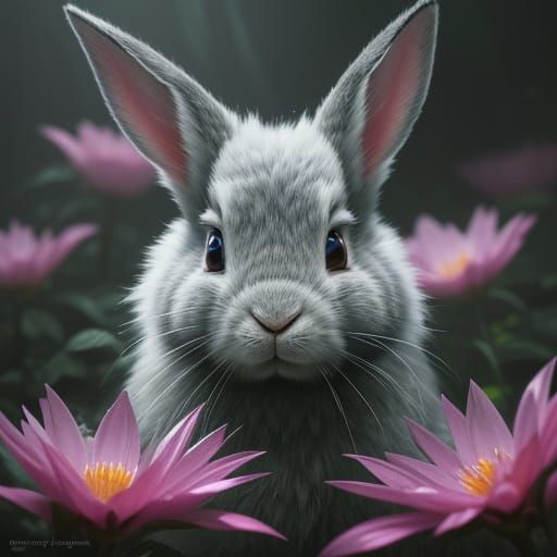 Surreal Easter Rabbit in Moody Forest