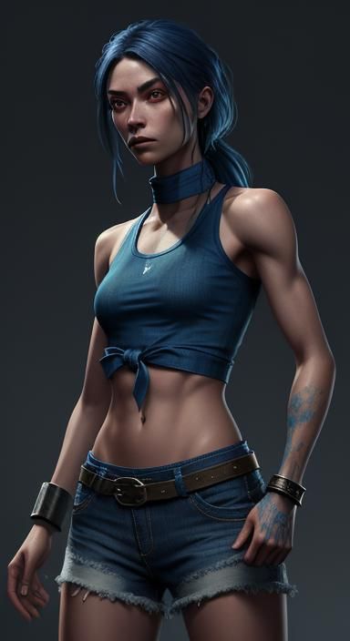 Young Woman in Handcuffs: Detailed Matte Painting