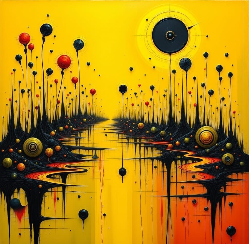 Yellow Surrealism in Deco Style