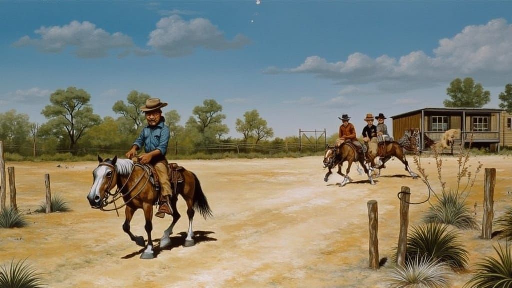 Cowboy Outlaw Rides in Wild West Landscape