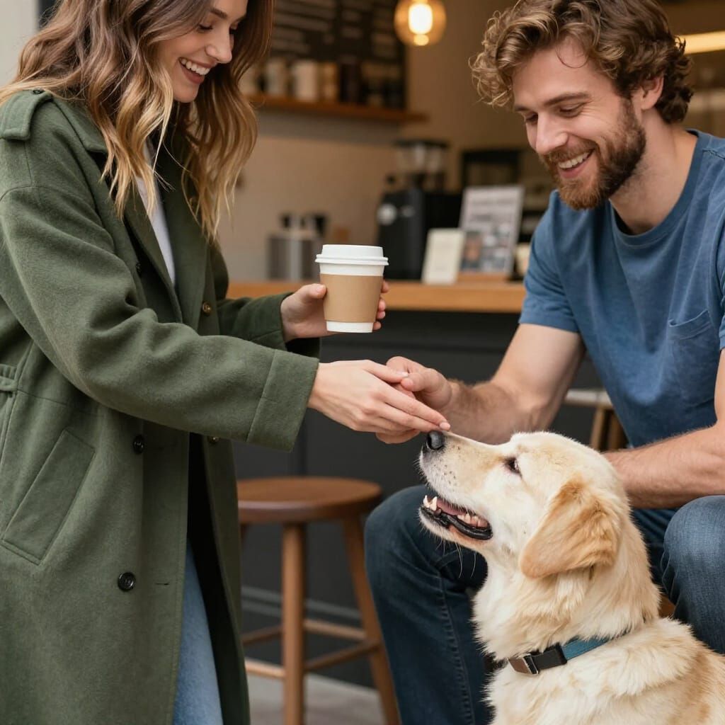 Couple Holding Hands in Cozy Coffee Shop