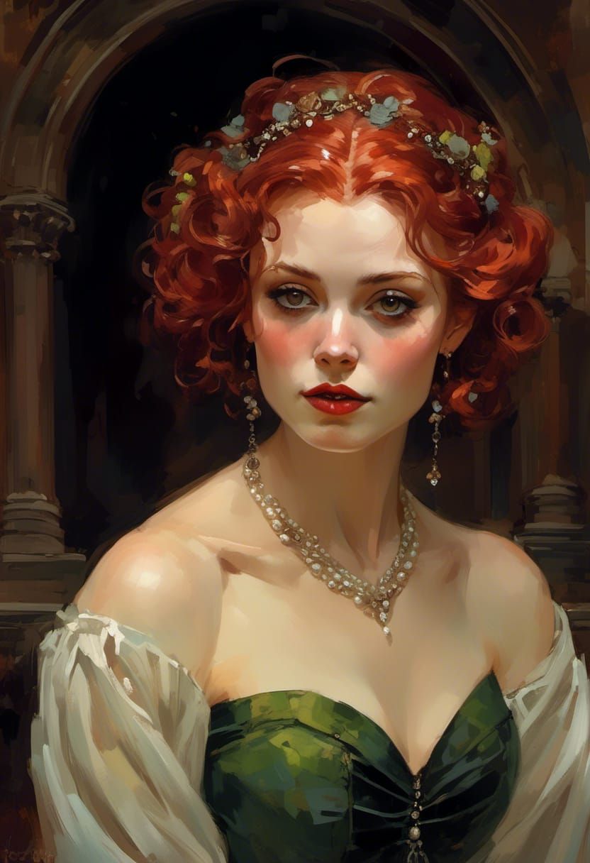 Gothic Vampiress Elena in Pre-Raphaelite Style