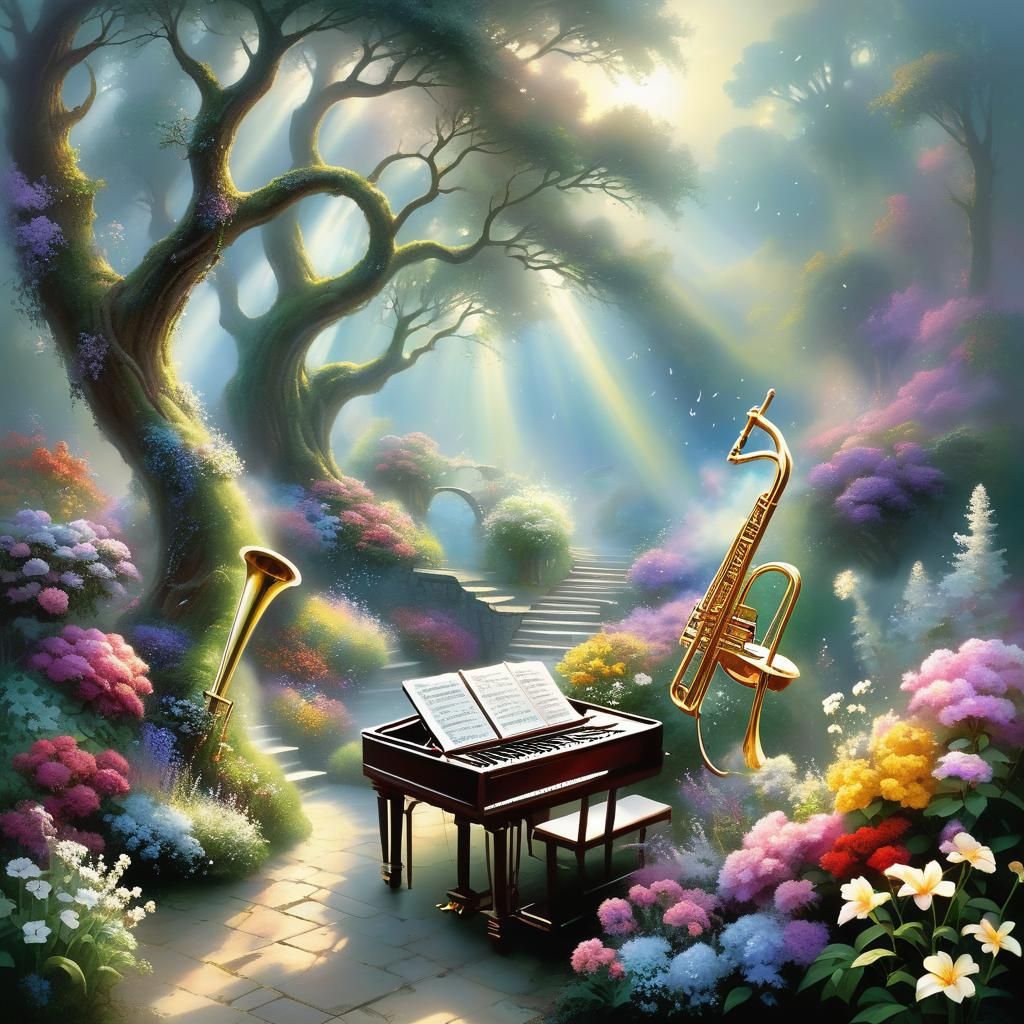 Musical Instruments in Ethereal, Detailed Sunlight