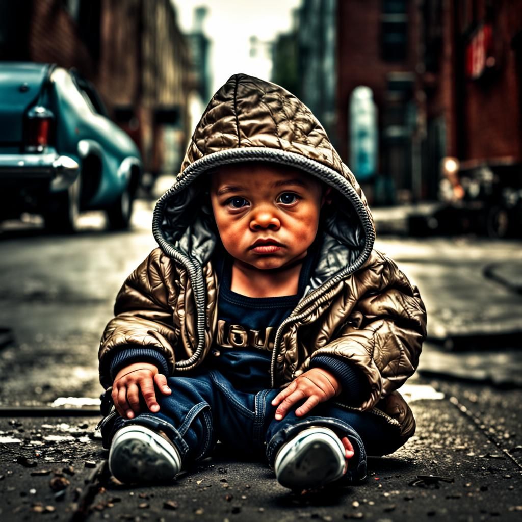 Hyperrealistic Baby Hood Gangsters in Cinematic Style