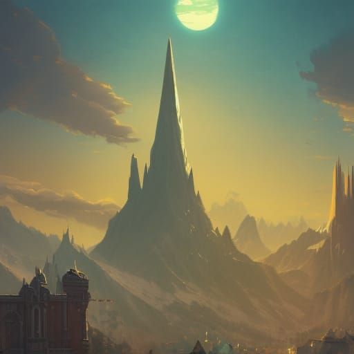 Lord of the Rings Cities in Retrofuturist Style