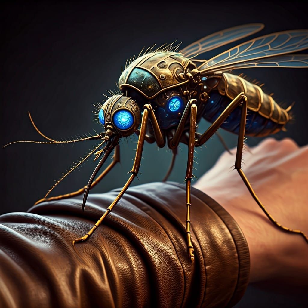 Steampunk Mosquito Bites Arm in Hyper-Detailed 8k