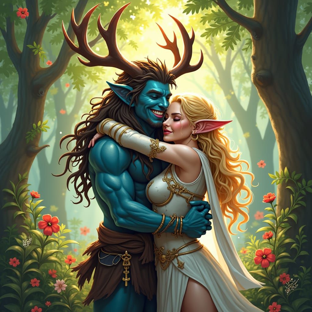 Firbolg Druid's Forest Embrace: Whimsical Scene