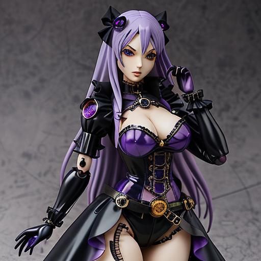 Gothic Anime Girl in Cosplay as PVC Figure