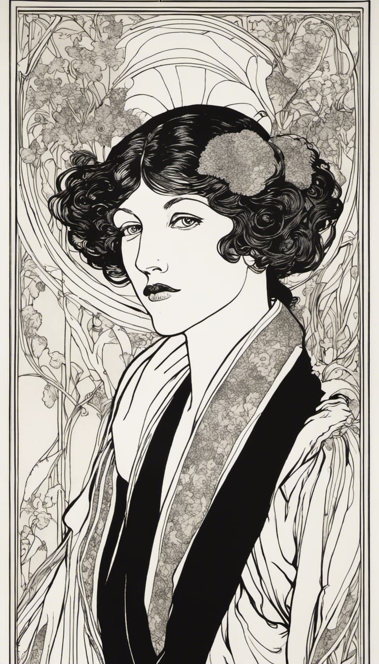 Decadent Character Portrait in Art Nouveau Style
