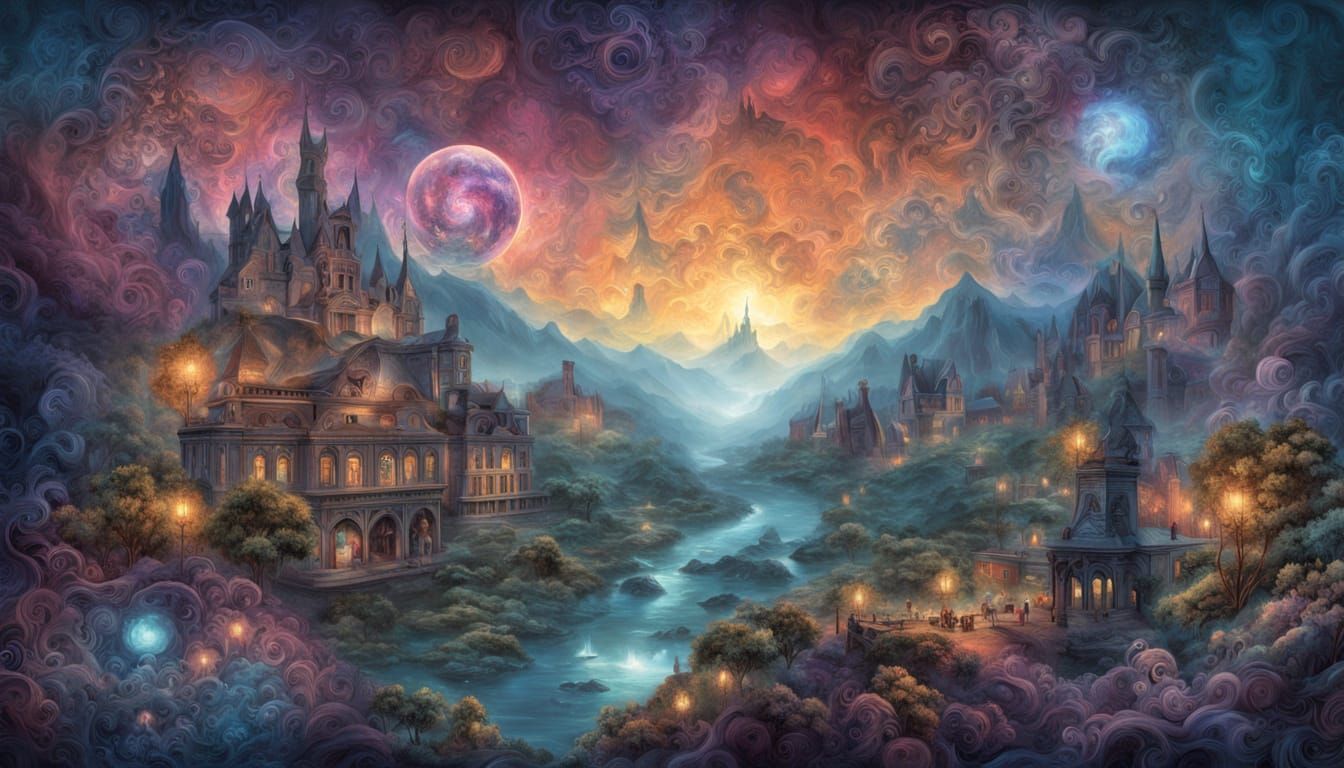 Cosmic Synthesizer Dreamscape in Steampunk Style