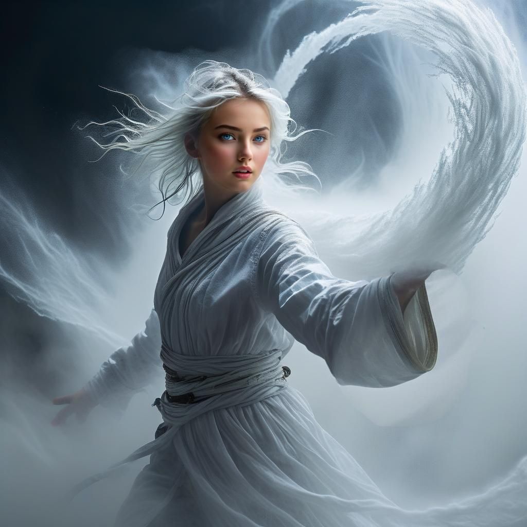 Young Air Sorcerer Harnessing Gale Force Winds