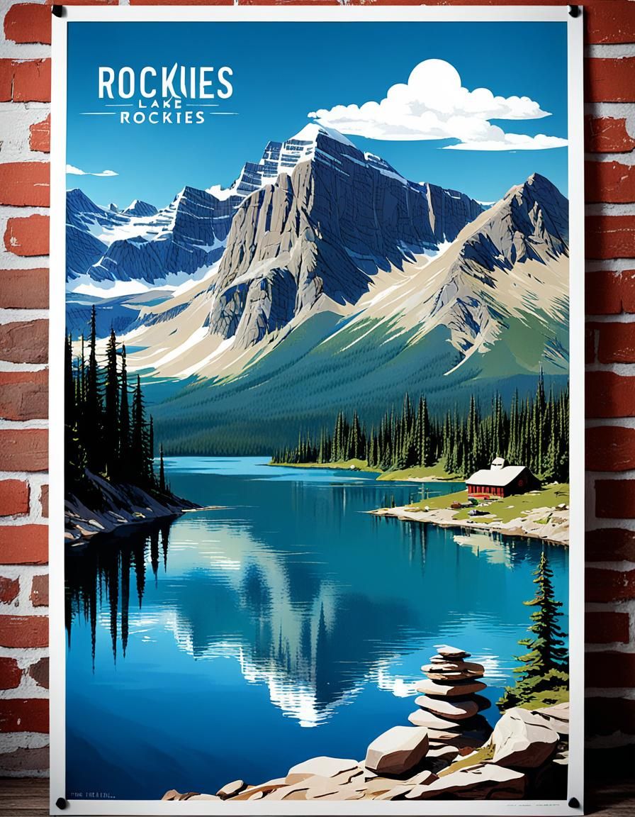 Canadian Rockies Lakes Vintage Travel Poster