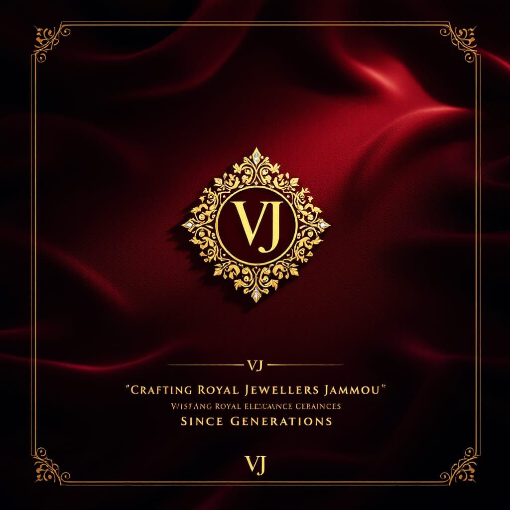 Royal VJ Monogram Logo in Ornate Gold and Maroon