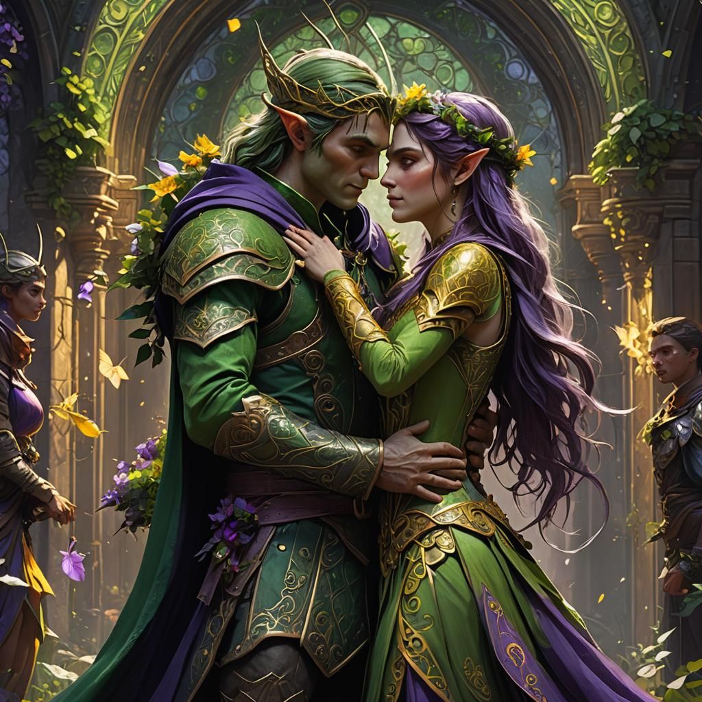 Elven Warrior Wedding in Dark Fantasy Style