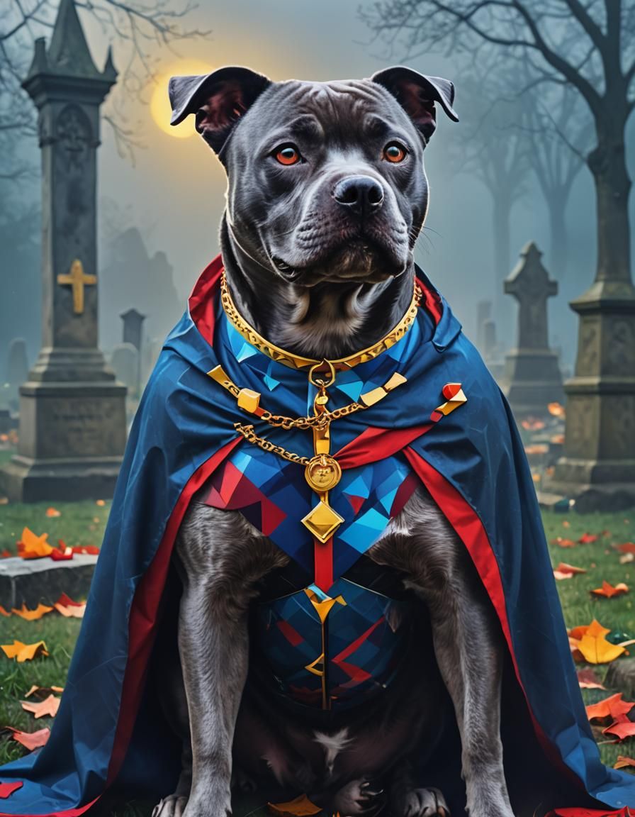Pop Art Blue Staffy Vampire Portrait