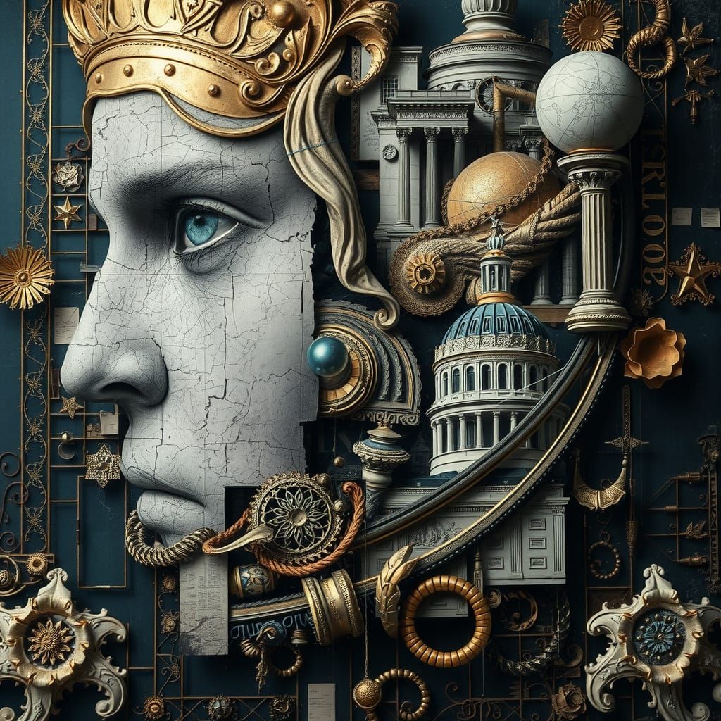 Surreal Collage of Ornate Disarray