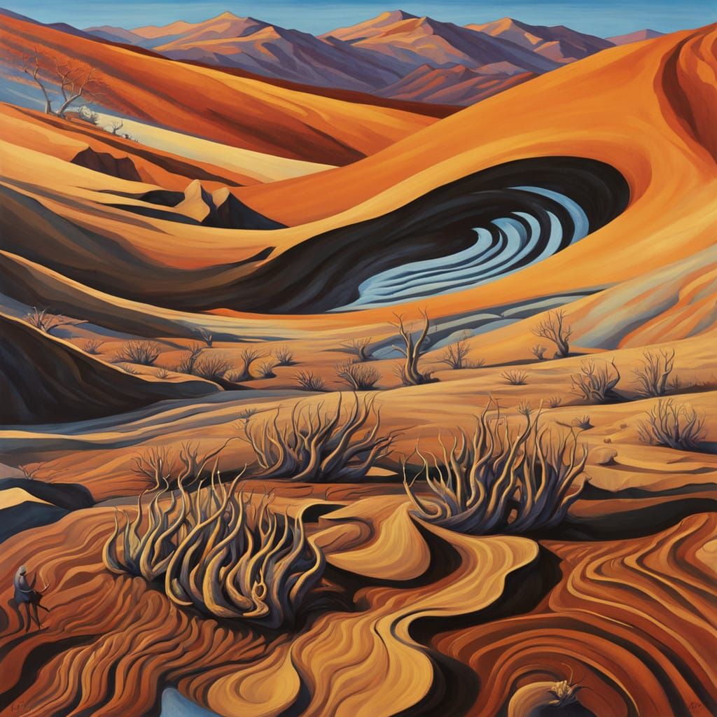 Surrealist Witch in Death Valley, Surrounded by Thorn Apple...