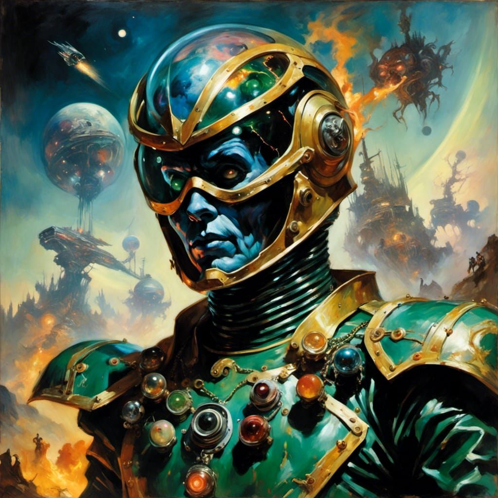 Gothic Cyberpunk Power Ranger in Chiaroscuro