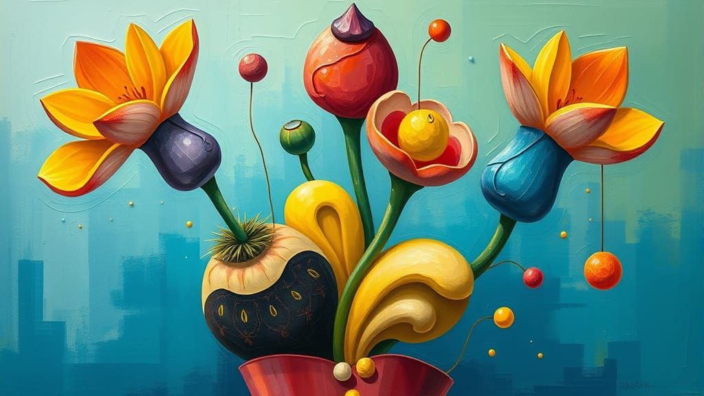 Vibrant Moebius-Style Floral Fantasy