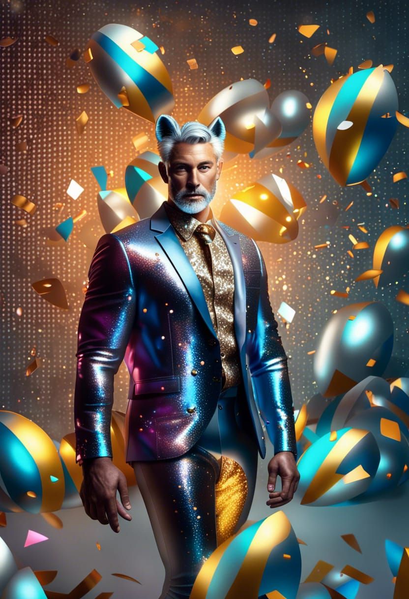 Silver Fox Strongman at Carnival in Golden Hour