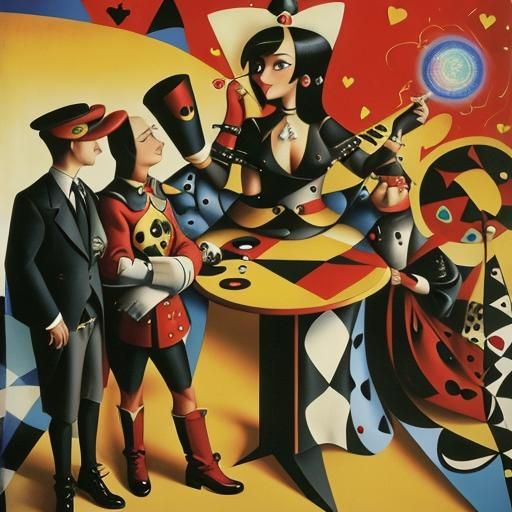 Queen of Psychedelic Playing Cards in Expressionist Style