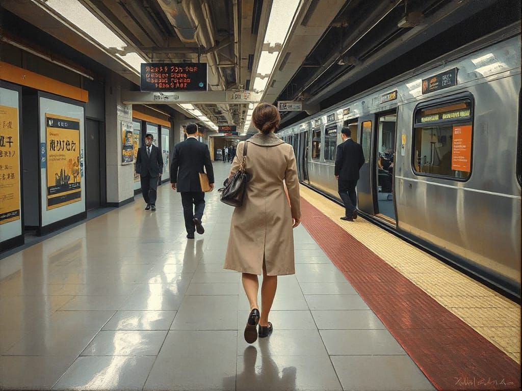 Tokyo Subway Scene in Expressive Urban Realism
