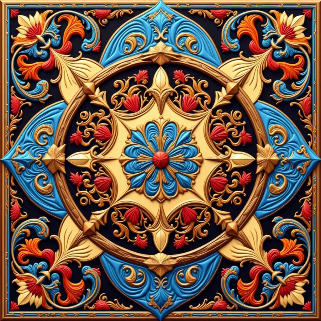 Intricate Tile Pattern in Art Nouveau Style