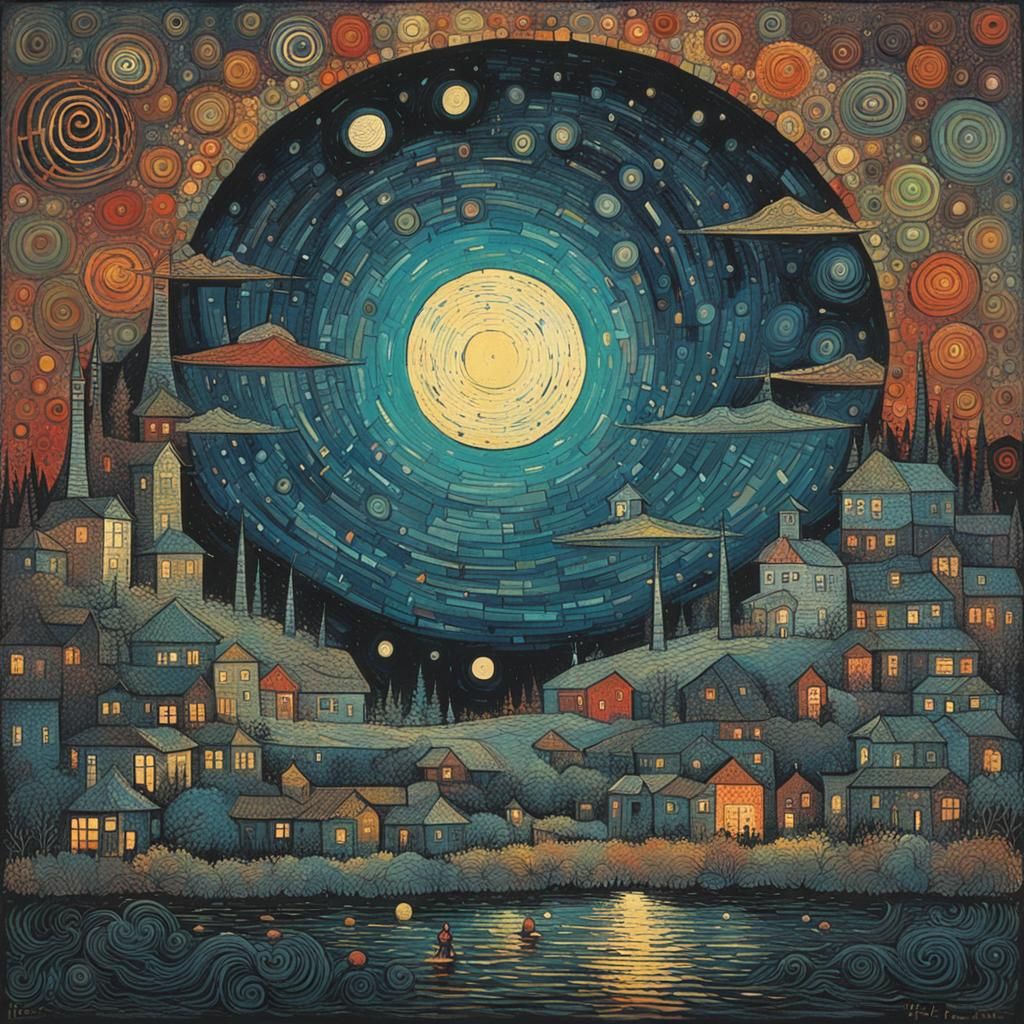 Abstract Landscape in Watercolor and Geometric Style