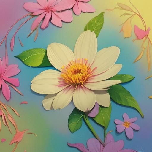 Dreamy Watercolor Flower with Golden Light