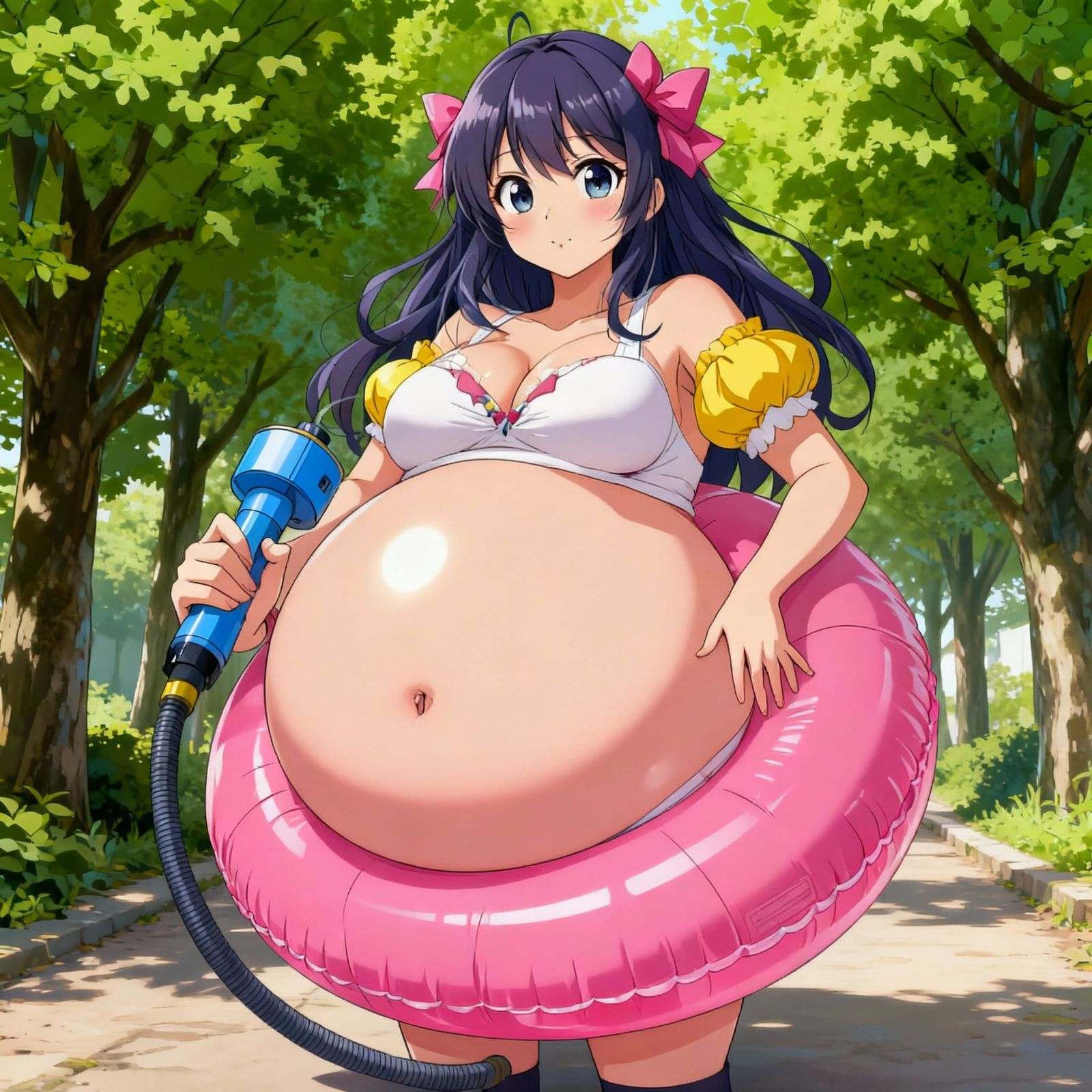 Vibrant Anime Girl With Exaggerated Belly