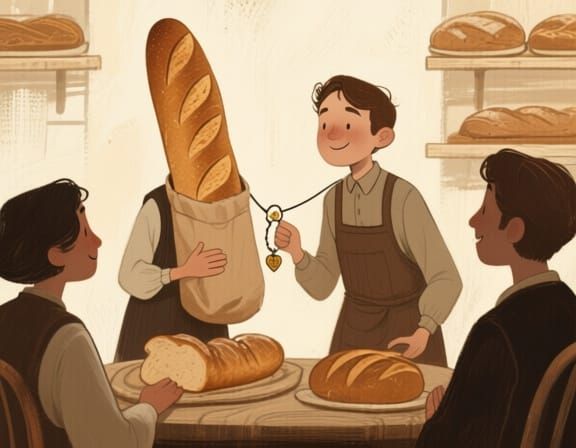 Charming Bakery Meeting: A Vintage Digital Painting