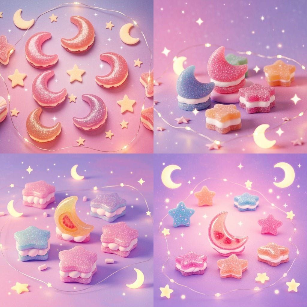 Mystical Candy Flatlay in 90s Pastel Style