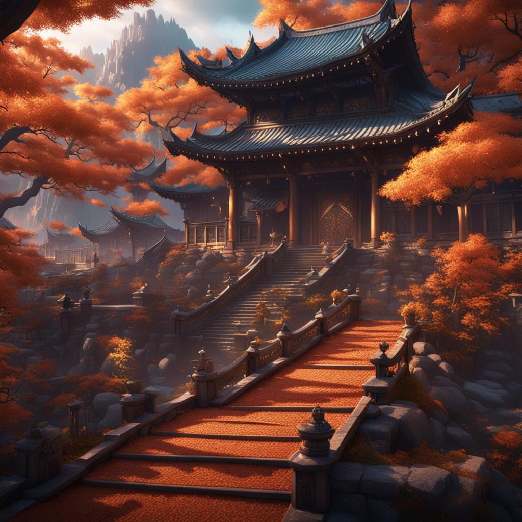 Detailed Kitsune Matte Painting in Deep Color