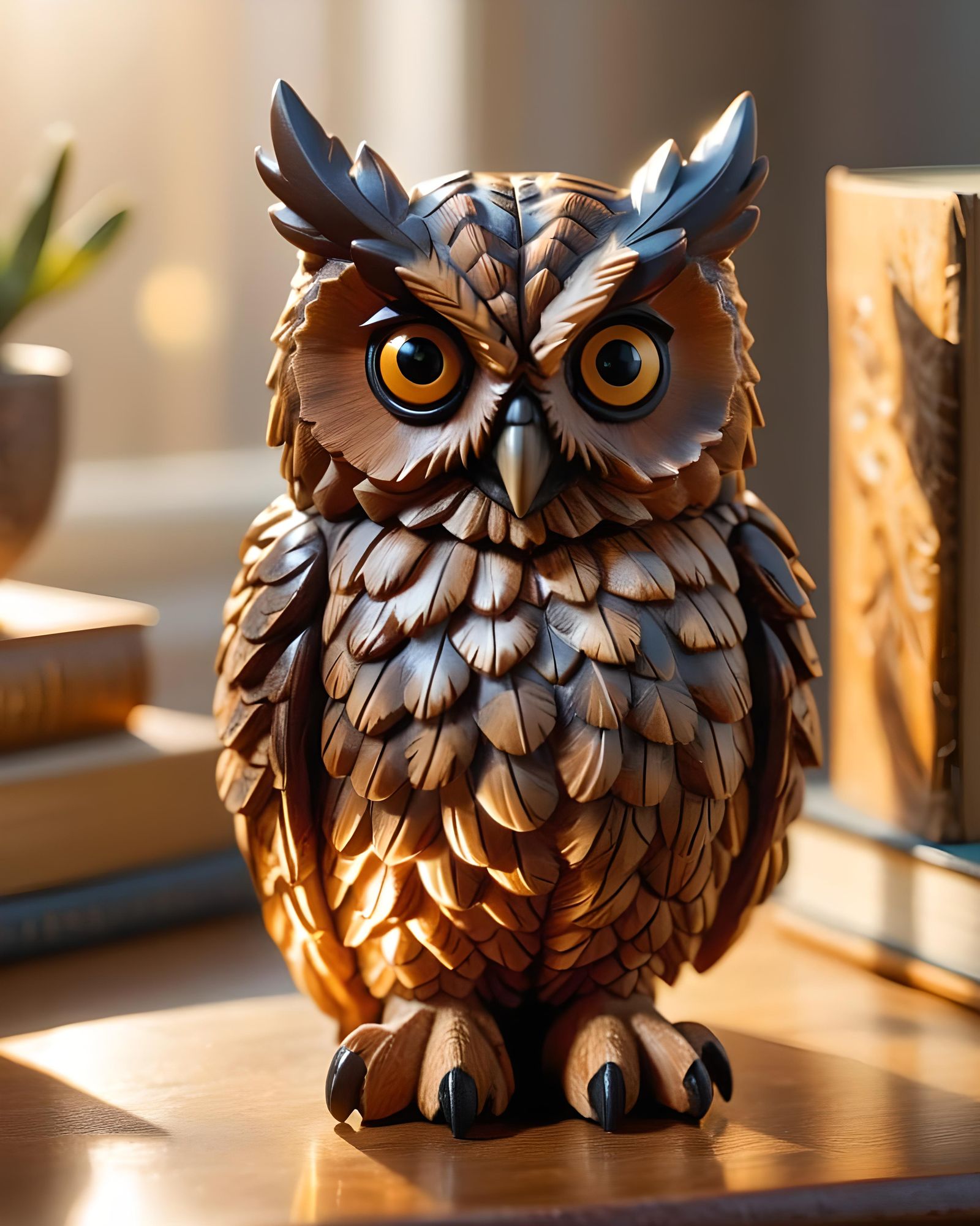 Horned Owl Wood Carving