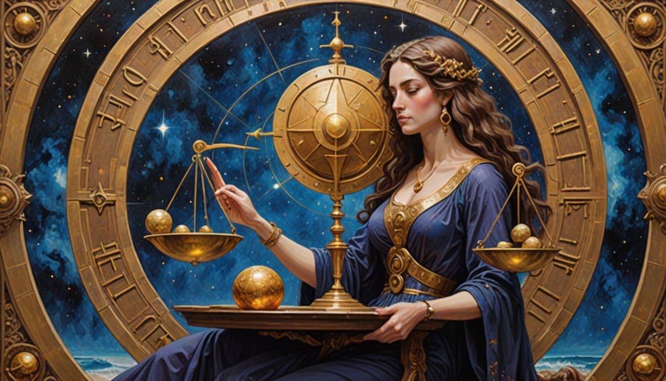 Libra Astrology Sign Oil Painting