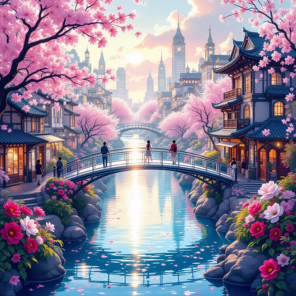 Floral Metropolis: A City of Blooming Flowers