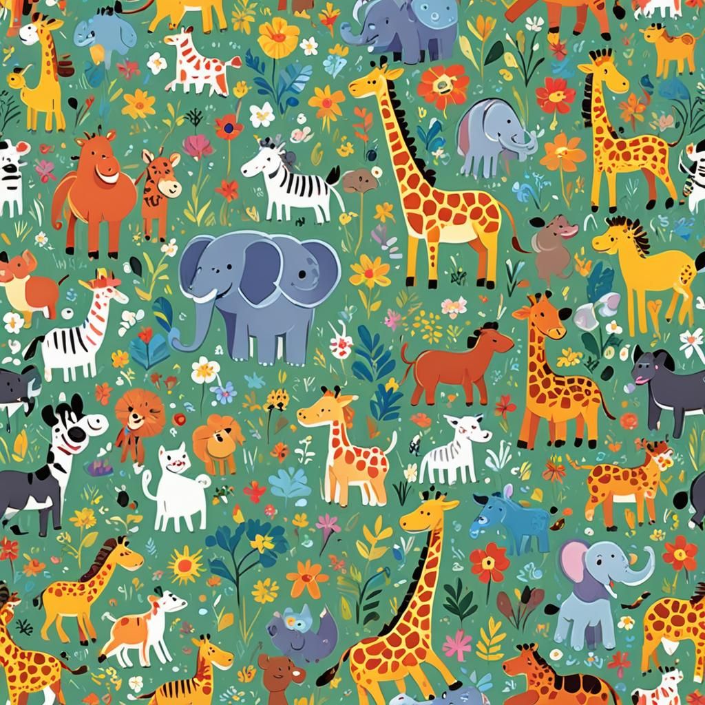 Cheerful Cartoon Animals Waving