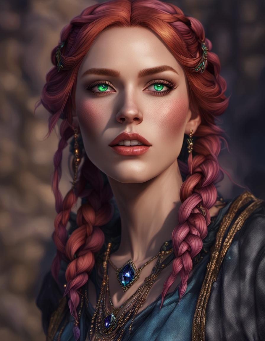 Gothic Woman with Jewels, Hyperdetailed Dark Fantasy Art