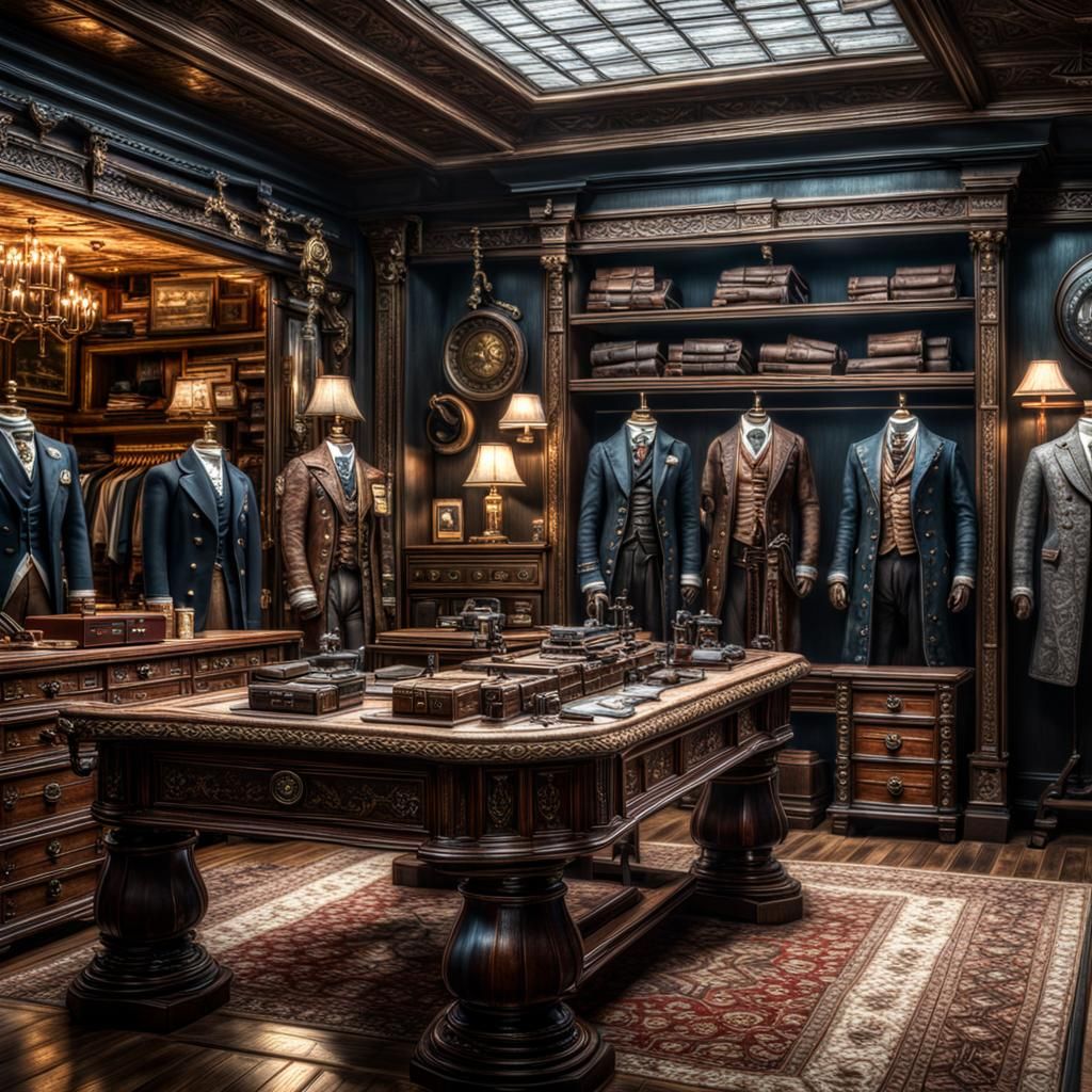 Hyperrealistic Gentleman's Clothing Emporium in 8K