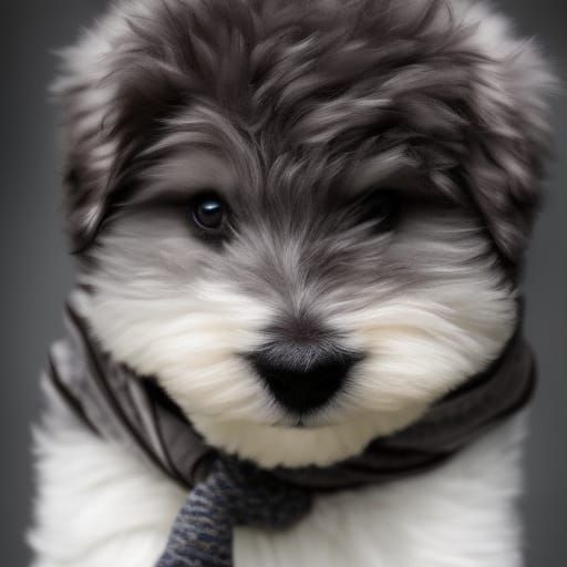 Cute Puppy in Scarf: Digital Matte Painting