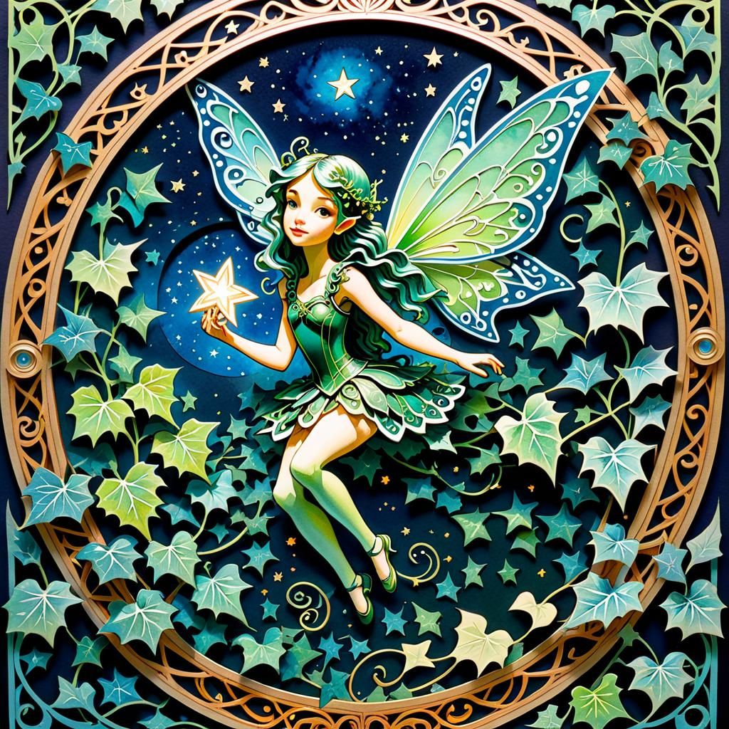 Magical Fairy in Ornate Papercutting Style