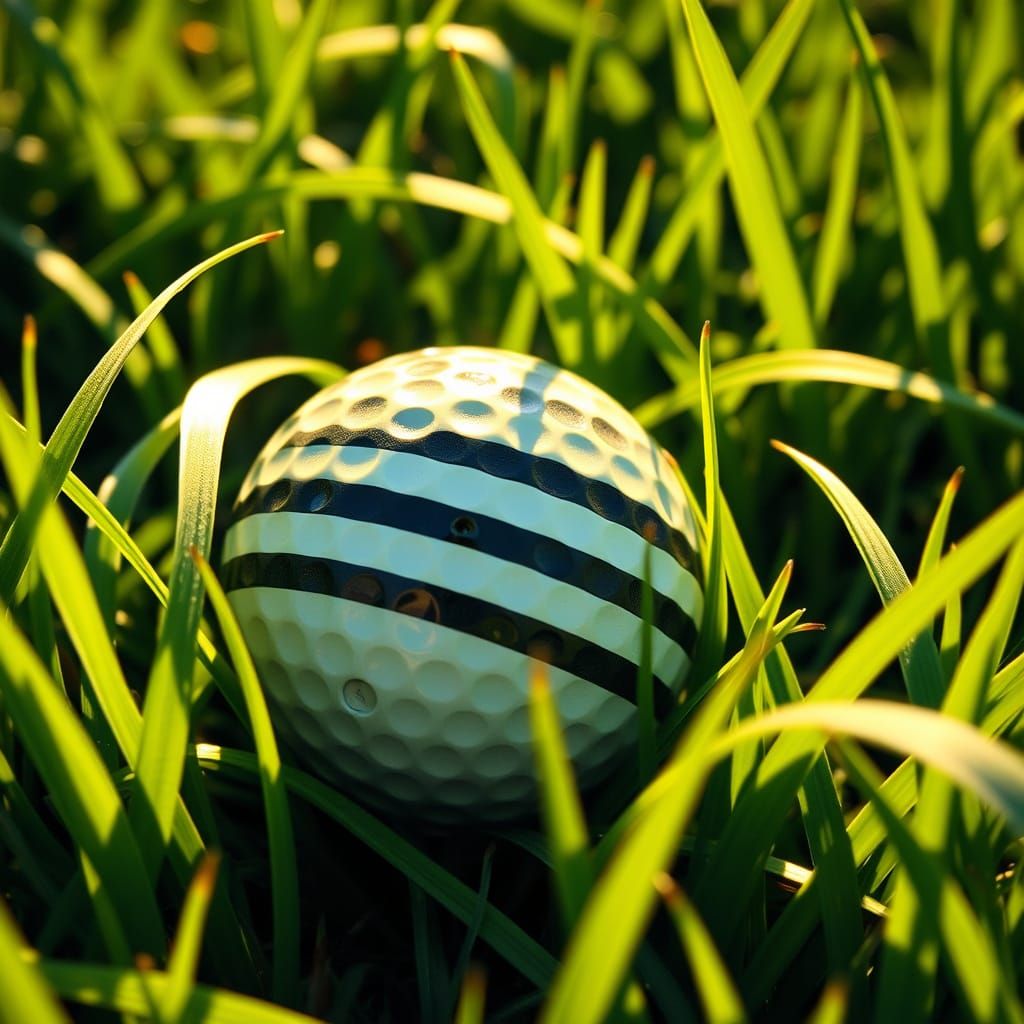 Golf Ball in a Lush Green Landscape