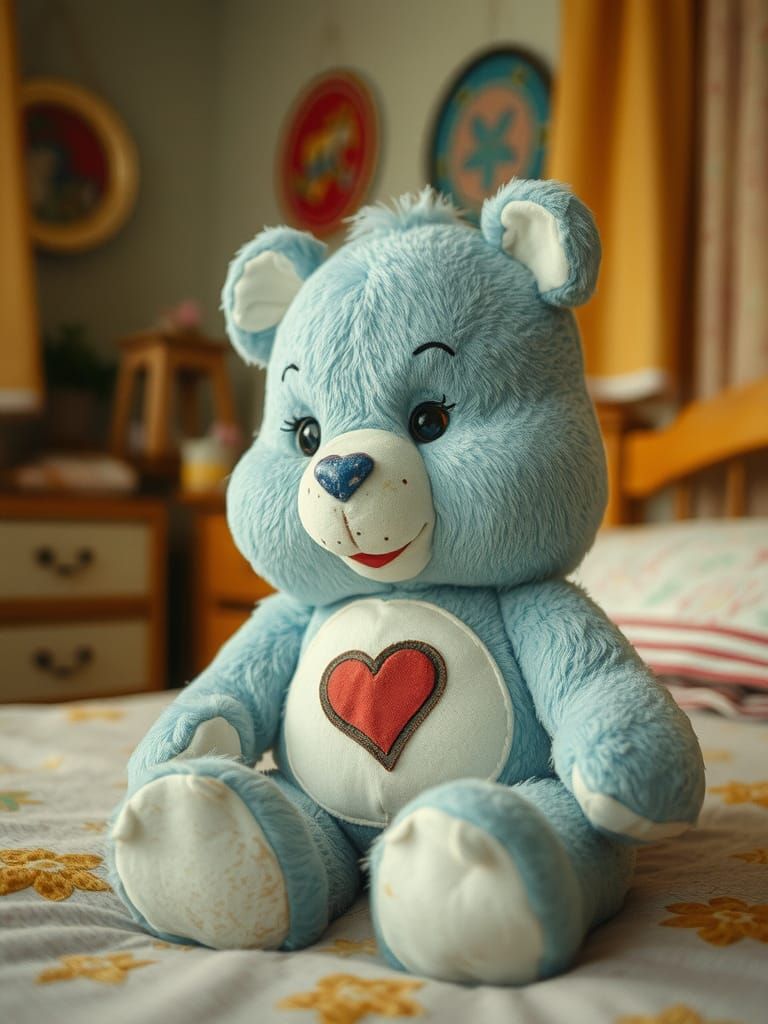 Vintage Care Bear in 1980s Bedroom Photo
