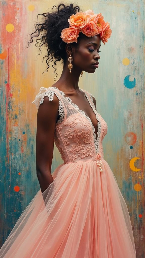 Bohemian Woman in Abstract Landscape, Digital Art