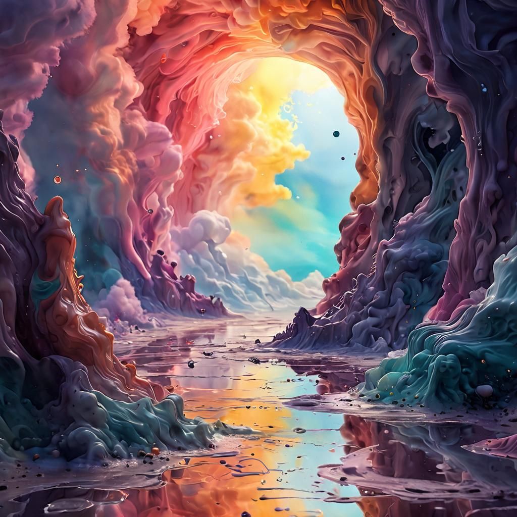 Surreal Creature in Dreamscape, Watercolor Style